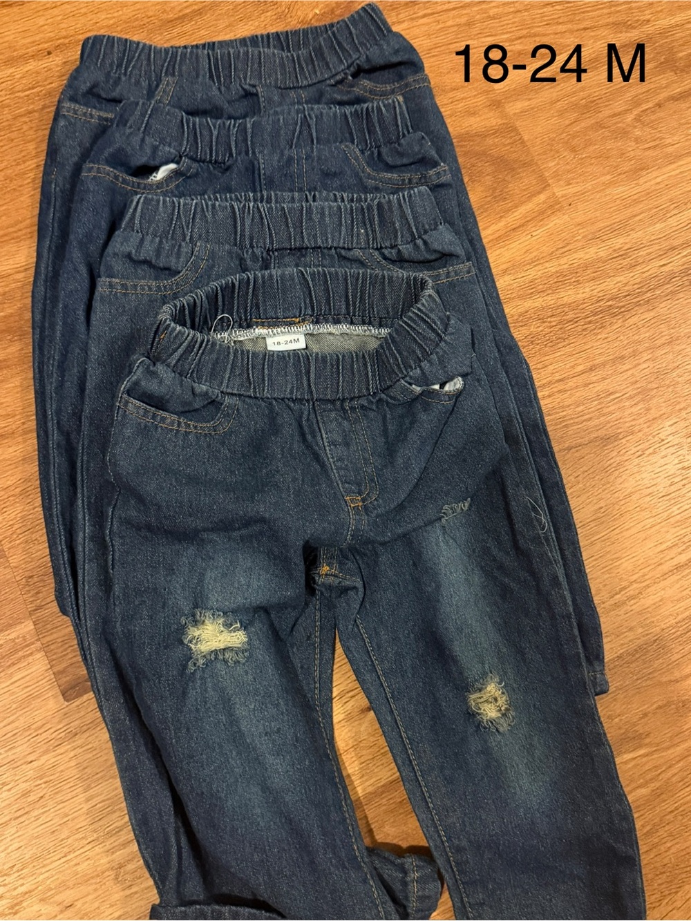4 pairs Amazon Dark Blue Distressed Elastic Waist Toddler Jeans